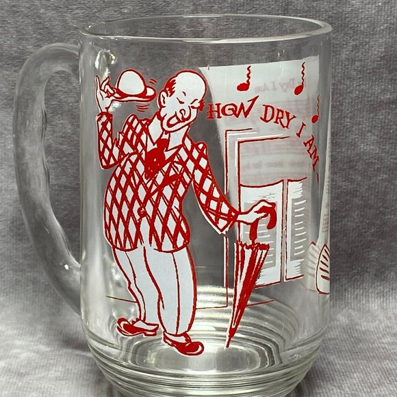 Hazel Atlas Big Top Peanut Butter Glass "How Dry I Am" Song Lyrics Mug - Picture 2 of 9